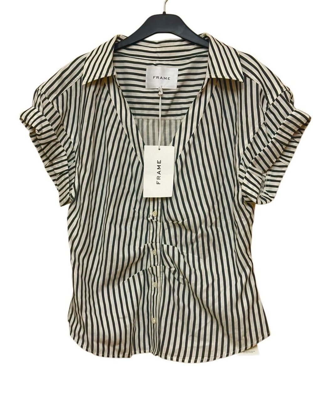 NWT FRAME Button Down Rolled Sleeve Top size L/G - Picture 2 of 3